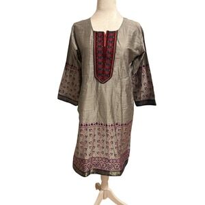 Kurta‎ large gray silver purple traditional read description